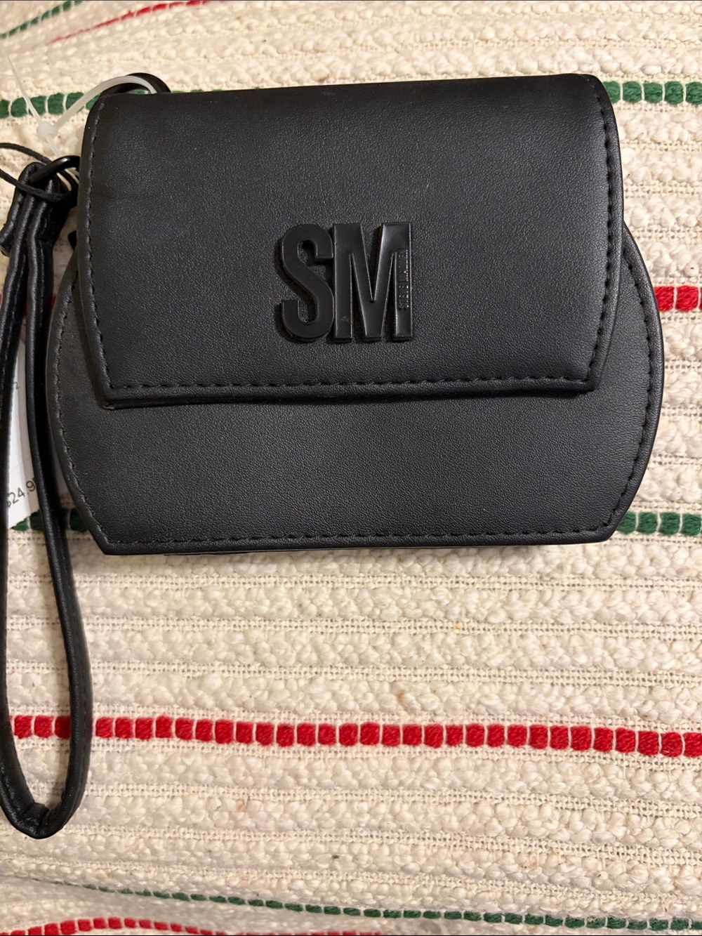 Steve Madden Black SM Embossed Wristlet Clutch
